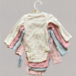 NWT Carter's Cream, Pink, and Gray Baby Bodysuit 
/Onesie Four Set